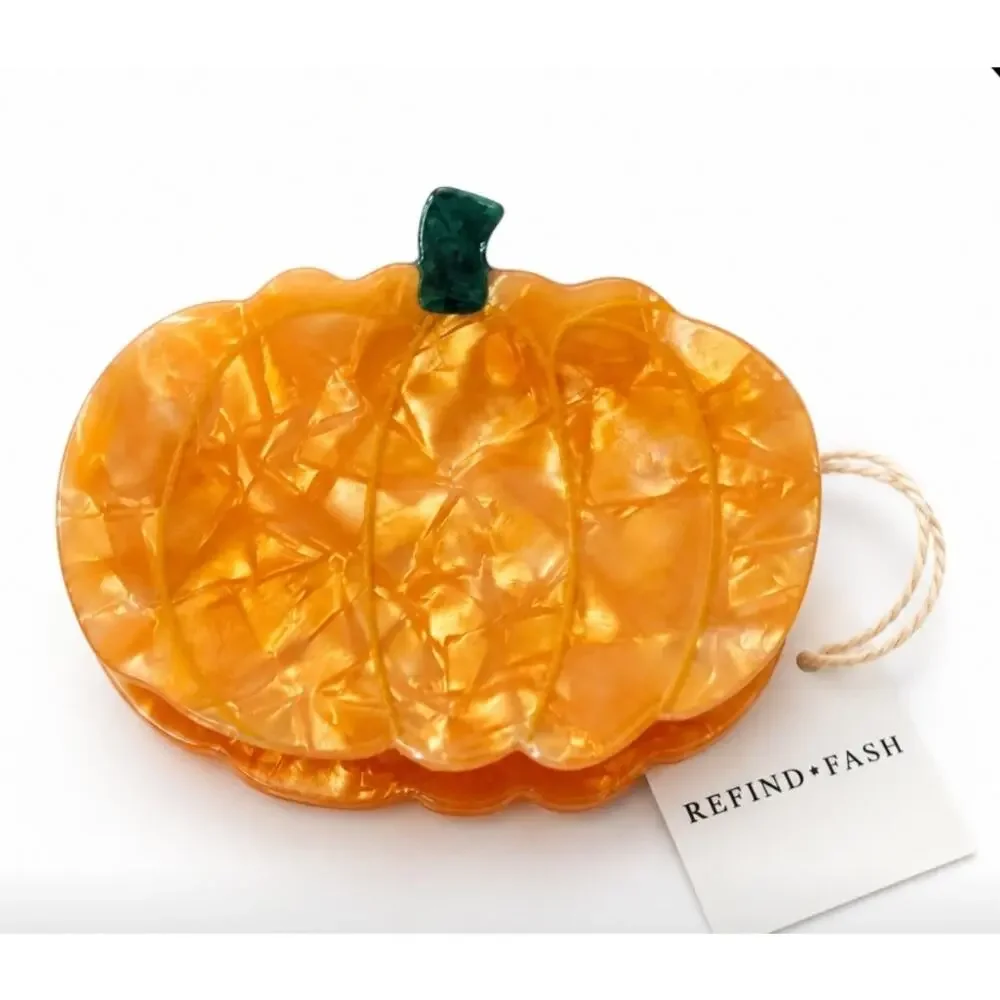 Acetate Orange Pumpkin Hair Claw Clip New